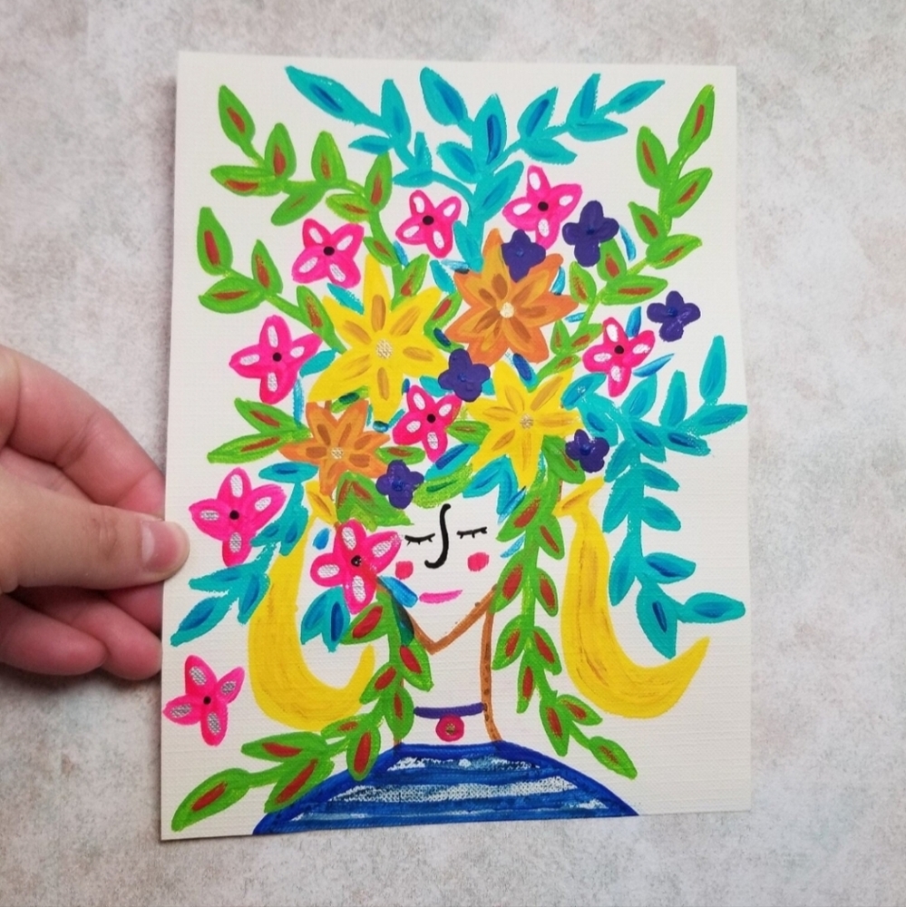 Tropical Wall Art - Tropical Banana Painting - Banana Babe Goddess Mini